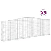 vidaXL Gabionen mit Hochbogen 9 Stk. 400x30x120/140cm Verzinktes Eisen