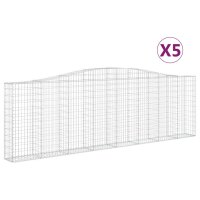 vidaXL Gabionen mit Hochbogen 5 Stk. 400x30x120/140cm Verzinktes Eisen