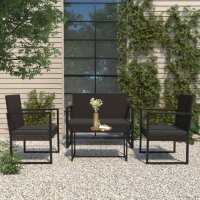 vidaXL Gartenbank mit Kissen Schwarz 106 cm Poly Rattan