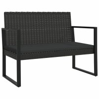 vidaXL Gartenbank mit Kissen Schwarz 106 cm Poly Rattan