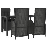 vidaXL 5-tlg. Garten-Essgruppe mit Kissen Schwarz Poly Rattan