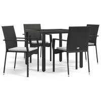vidaXL 5-tlg. Garten-Essgruppe mit Kissen Schwarz Poly...