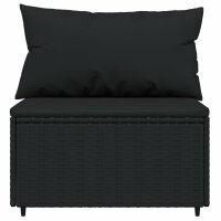 vidaXL 4-tlg. Garten-Lounge-Set mit Kissen Schwarz Poly Rattan