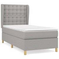 vidaXL Boxspringbett mit Matratze Hellgrau 100x200 cm Stoff