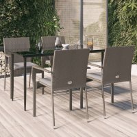 vidaXL 5-tlg. Garten-Essgruppe mit Kissen Schwarz und...