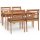 vidaXL 5-tlg. Garten-Essgruppe mit Kissen Massivholz Teak