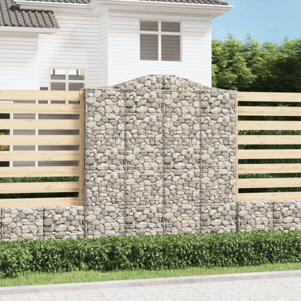 WOWONA Gabionen mit Hochbogen 9 Stk. 200x50x220/240cm Verzinktes Eisen