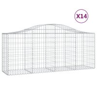 vidaXL Gabionen mit Hochbogen 14 Stk. 200x50x80/100cm...