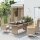 vidaXL Gartentisch mit Glasplatte Beige Poly Rattan &amp; Hartglas