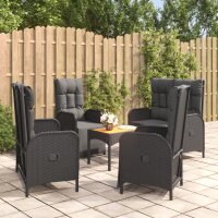 vidaXL 5-tlg. Garten-Essgruppe mit Kissen Schwarz Poly...