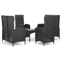 vidaXL 5-tlg. Garten-Essgruppe mit Kissen Schwarz Poly...