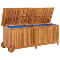 vidaXL Gartentruhe mit Rollen 150x50x58 cm Massivholz Akazie