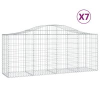 vidaXL Gabionen mit Hochbogen 7 Stk. 200x50x80/100 cm Verzinktes Eisen