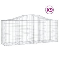 vidaXL Gabionen mit Hochbogen 9 Stk. 200x50x80/100 cm Verzinktes Eisen