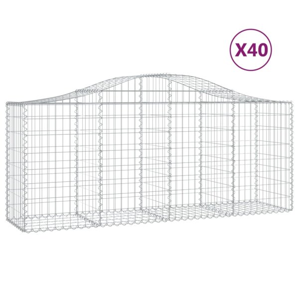 vidaXL Gabionen mit Hochbogen 40 Stk. 200x50x80/100cm Verzinktes Eisen