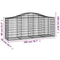 vidaXL Gabionen mit Hochbogen 40 Stk. 200x50x80/100cm Verzinktes Eisen