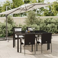 vidaXL 5-tlg. Garten-Essgruppe mit Kissen Schwarz Poly...