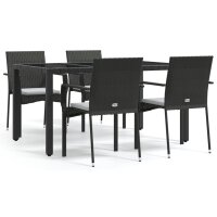 vidaXL 5-tlg. Garten-Essgruppe mit Kissen Schwarz Poly...
