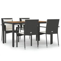 vidaXL 5-tlg. Garten-Essgruppe mit Kissen Schwarz Poly...