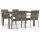 vidaXL 5-tlg. Garten-Essgruppe mit Kissen Grau Poly Rattan