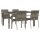 vidaXL 5-tlg. Garten-Essgruppe mit Kissen Grau Poly Rattan