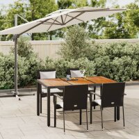 vidaXL 5-tlg. Garten-Essgruppe mit Kissen Schwarz Poly...