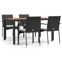 vidaXL 5-tlg. Garten-Essgruppe mit Kissen Schwarz Poly...