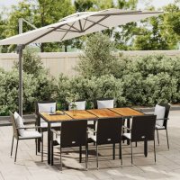 vidaXL 9-tlg. Garten-Essgruppe mit Kissen Schwarz Poly...