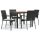 vidaXL 5-tlg. Garten-Essgruppe mit Kissen Schwarz Poly Rattan