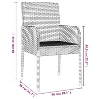 vidaXL 3-tlg. Garten-Essgruppe mit Kissen Schwarz Poly Rattan