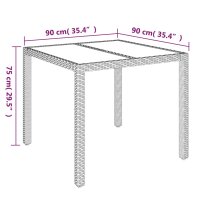 vidaXL 3-tlg. Garten-Essgruppe mit Kissen Schwarz Poly Rattan