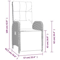 vidaXL 9-tlg. Garten-Essgruppe mit Kissen Schwarz Poly Rattan