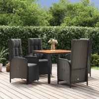 vidaXL 5-tlg. Garten-Essgruppe mit Kissen Schwarz Poly...