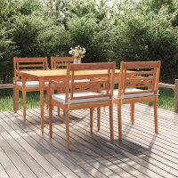 vidaXL 5-tlg. Garten-Essgruppe mit Kissen Massivholz Teak