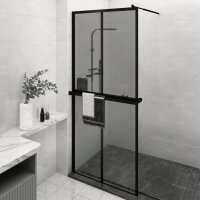 vidaXL Duschwand mit Ablage f&uuml;r Walk-In-Dusche Schwarz 100x195 cm ESG