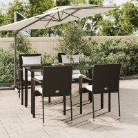 vidaXL 5-tlg. Garten-Essgruppe mit Kissen Schwarz Poly...