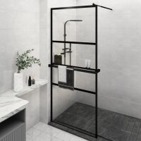 vidaXL Duschwand mit Ablage f&uuml;r Walk-In-Dusche Schwarz 100x195 cm ESG