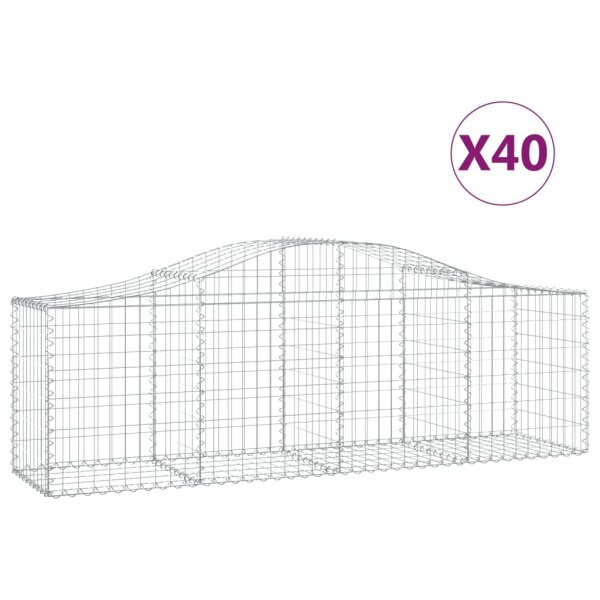 vidaXL Gabionen mit Hochbogen 40 Stk. 200x50x60/80 cm Verzinktes Eisen