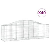 vidaXL Gabionen mit Hochbogen 40 Stk. 200x50x60/80 cm...