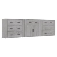 vidaXL Sideboards 3 Stk. Grau Sonoma Holzwerkstoff