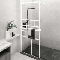 vidaXL Duschwand mit Ablage f&uuml;r Walk-In-Dusche Wei&szlig; 80x195 cm ESG