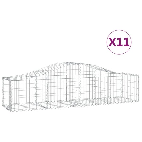 vidaXL Gabionen mit Hochbogen 11 Stk. 200x50x40/60 cm Verzinktes Eisen