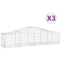 vidaXL Gabionen mit Hochbogen 3 Stk. 200x50x40/60 cm Verzinktes Eisen