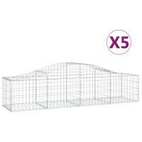 vidaXL Gabionen mit Hochbogen 5 Stk. 200x50x40/60 cm Verzinktes Eisen