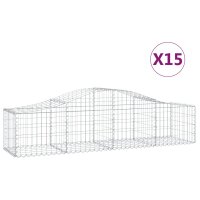 vidaXL Gabionen mit Hochbogen 15 Stk. 200x50x40/60 cm...