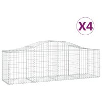 vidaXL Gabionen mit Hochbogen 4 Stk. 200x50x60/80 cm Verzinktes Eisen