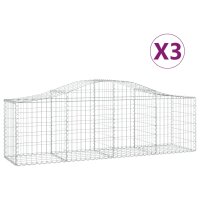 vidaXL Gabionen mit Hochbogen 3 Stk. 200x50x60/80 cm Verzinktes Eisen