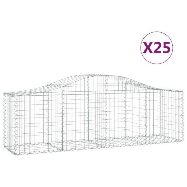 vidaXL Gabionen mit Hochbogen 25 Stk. 200x50x60/80 cm Verzinktes Eisen