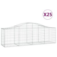 vidaXL Gabionen mit Hochbogen 25 Stk. 200x50x60/80 cm...