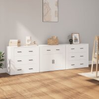 vidaXL Sideboards 3 Stk. Weiß Holzwerkstoff